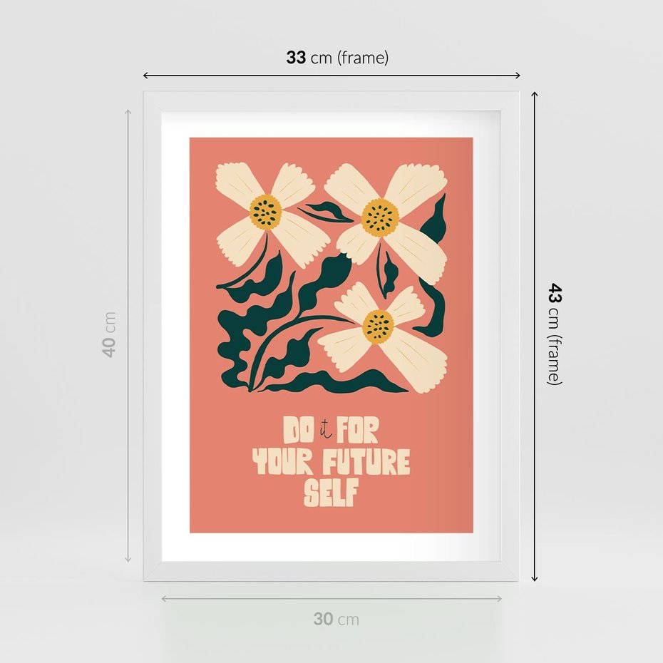 Plakat w ramie 30x40 - Mgliste Refleksje - nowoczesny plakat, różowe tło - rama biała