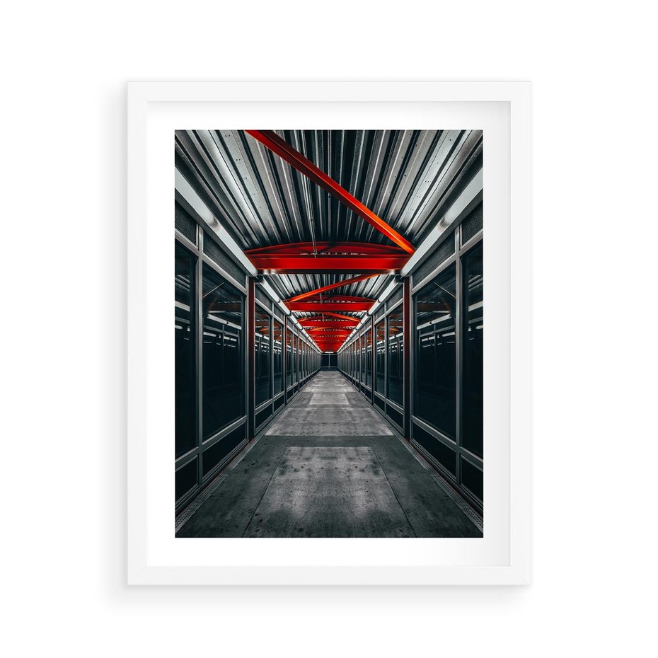 Plakat w ramie 40x50 - Nieskończoność Przestrzeni - korytarz, perspektywa - rama biała