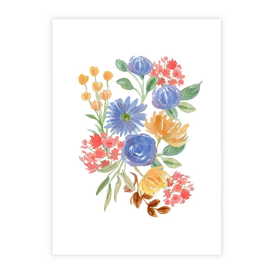 Plakat bez ramy 21x30 - Kwiatowe Światło - akwarelowe kwiaty, bukiet