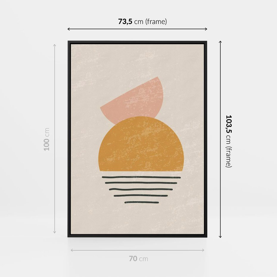Obraz w ramie 70x100 - Krótka Forma - abstrakcyjna sztuka, boho kształty - rama czarna