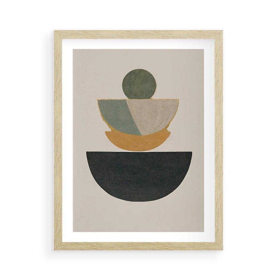 Plakat w ramie 50x70 - Podróżne Refleksyjne Odbicia - abstrakcyjny obraz, kolory ciepłe - rama drewno