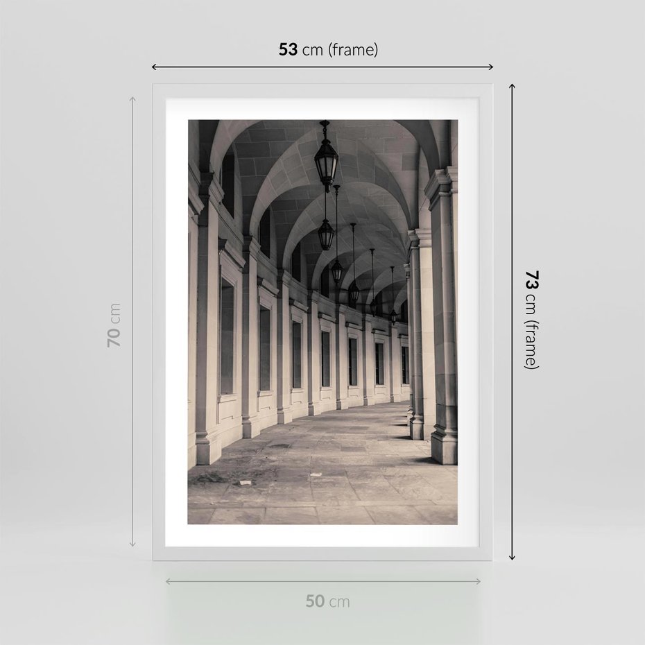 Plakat w ramie 50x70 - Kolumny Elegancji - architektura, kolumny - rama biała