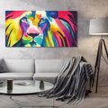 Obraz na płótnie 100x50 - Tęczowy Lew - akwarela, tęczowy lew