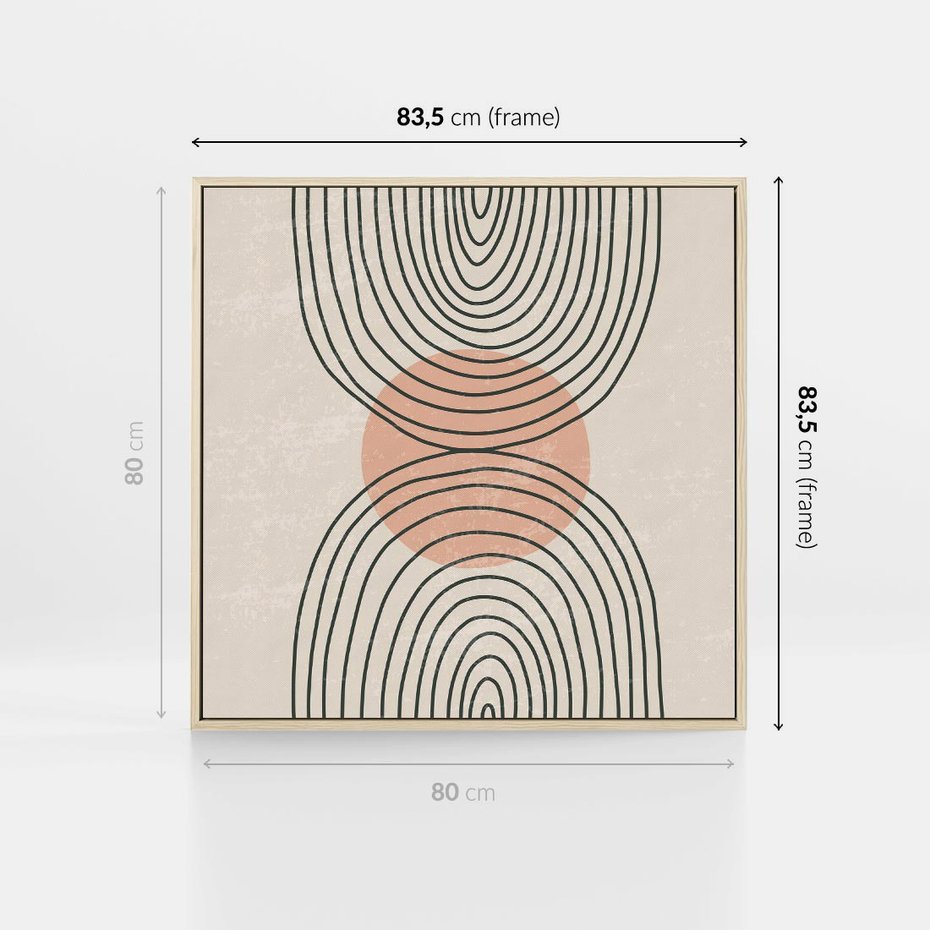 Obraz w ramie 80x80 - Nowy Rytuał - abstrakcyjna sztuka, boho kształty - rama drewno