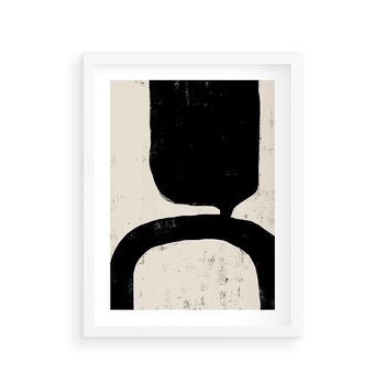 Plakat w ramie 50x70 - Przenikające Plamy - abstrakcyjna sztuka, minimalizm - rama biała