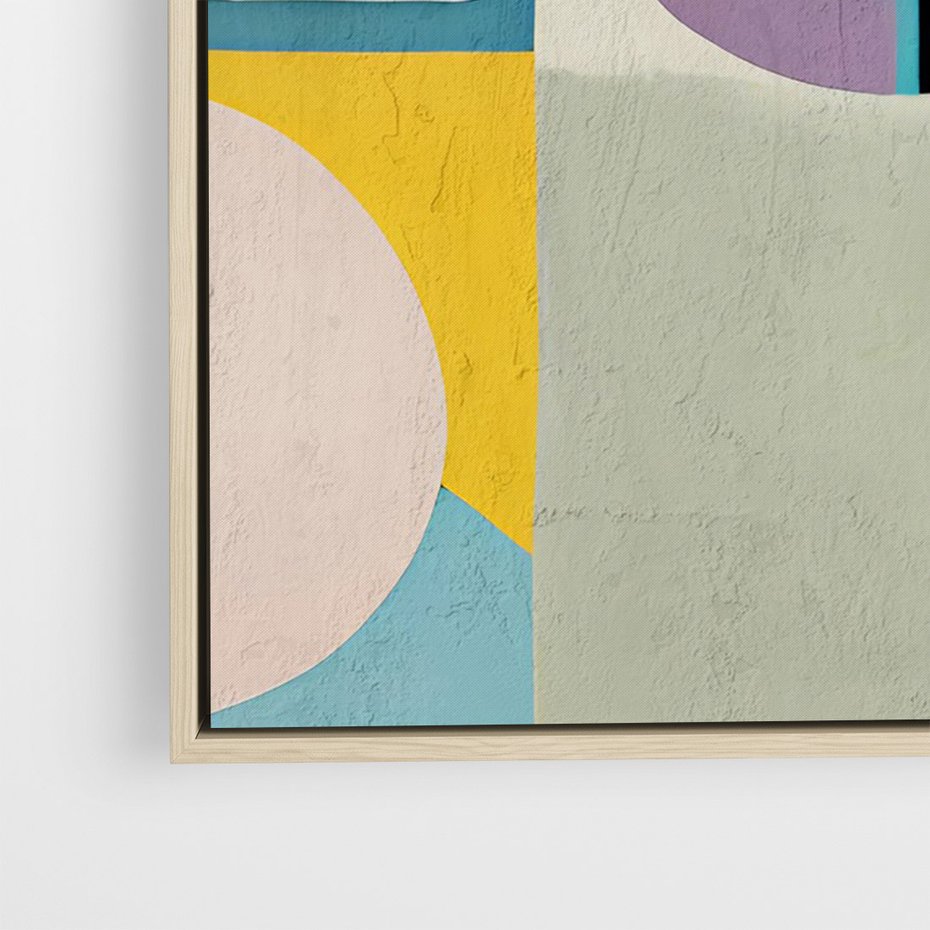 Obraz w ramie 80x120 - Taniec Kształtów Emocji - abstrakcyjne geometryczne kształty, olejny obraz - rama drewno