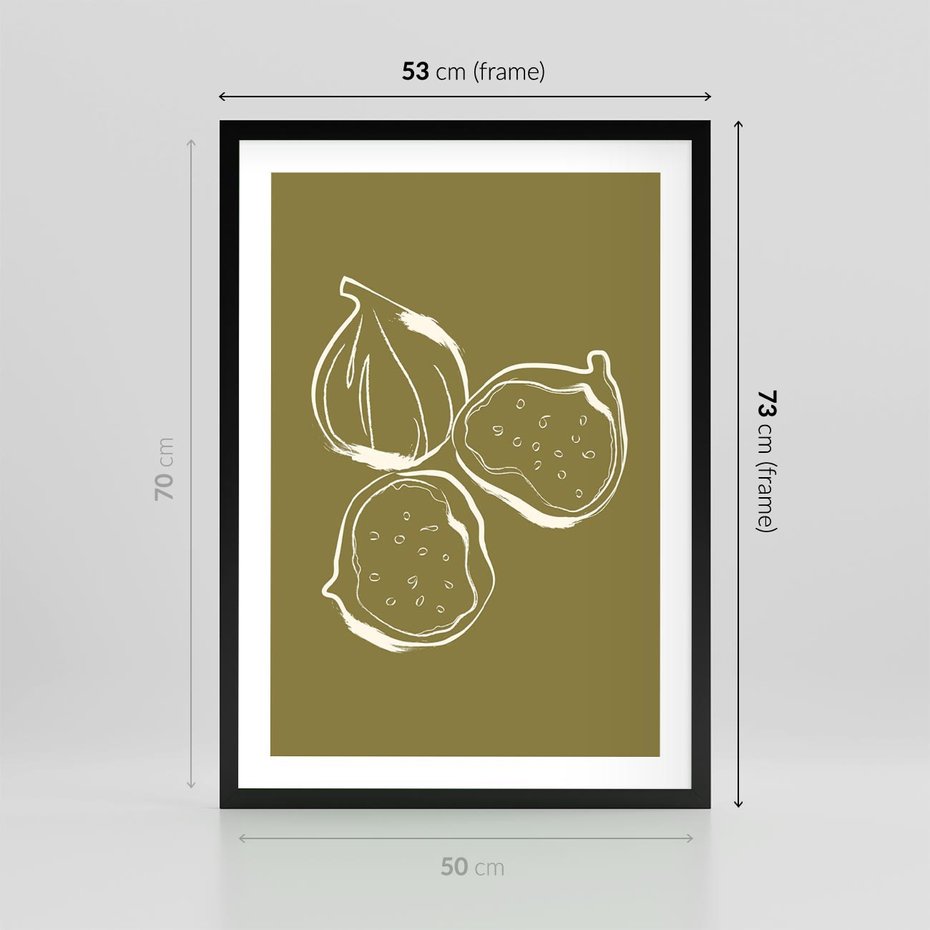 Plakat w ramie 50x70 - Podróżne Barwy - figi, minimalistyczny styl - rama czarna