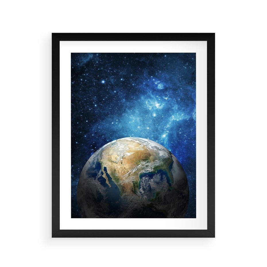 Plakat w ramie 40x50 - Kosmiczne Horyzonty - Ziemia, kosmos - rama czarna