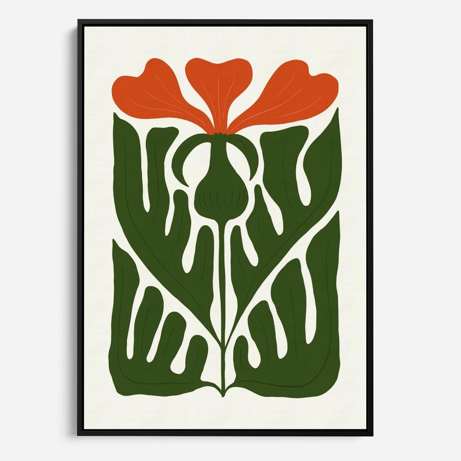 Obraz w ramie 50x70 - Minimalistyczny Urok Kwiatu - kwiat, sztuka nowoczesna - rama czarna