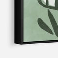 Obraz w ramie 50x50 - Objęcia Zieleni - zielona abstrakcja, zgaszona zieleń - rama czarna