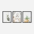 Zestaw obrazy w ramie 30x40 galeria - Liście, minimalizm, skandynawski, styl - rama czarna