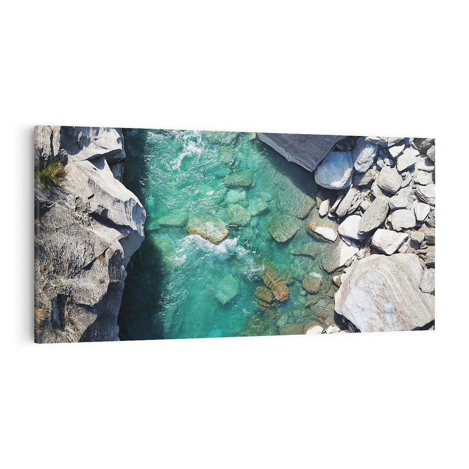 Obraz na płótnie 140x70 - Spotkanie natury i siły - rzeka, skały