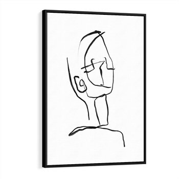 Obraz w ramie 50x70 - Migotliwe Widzenia - szkic twarzy, minimalistyczny niewyraźny - rama czarna