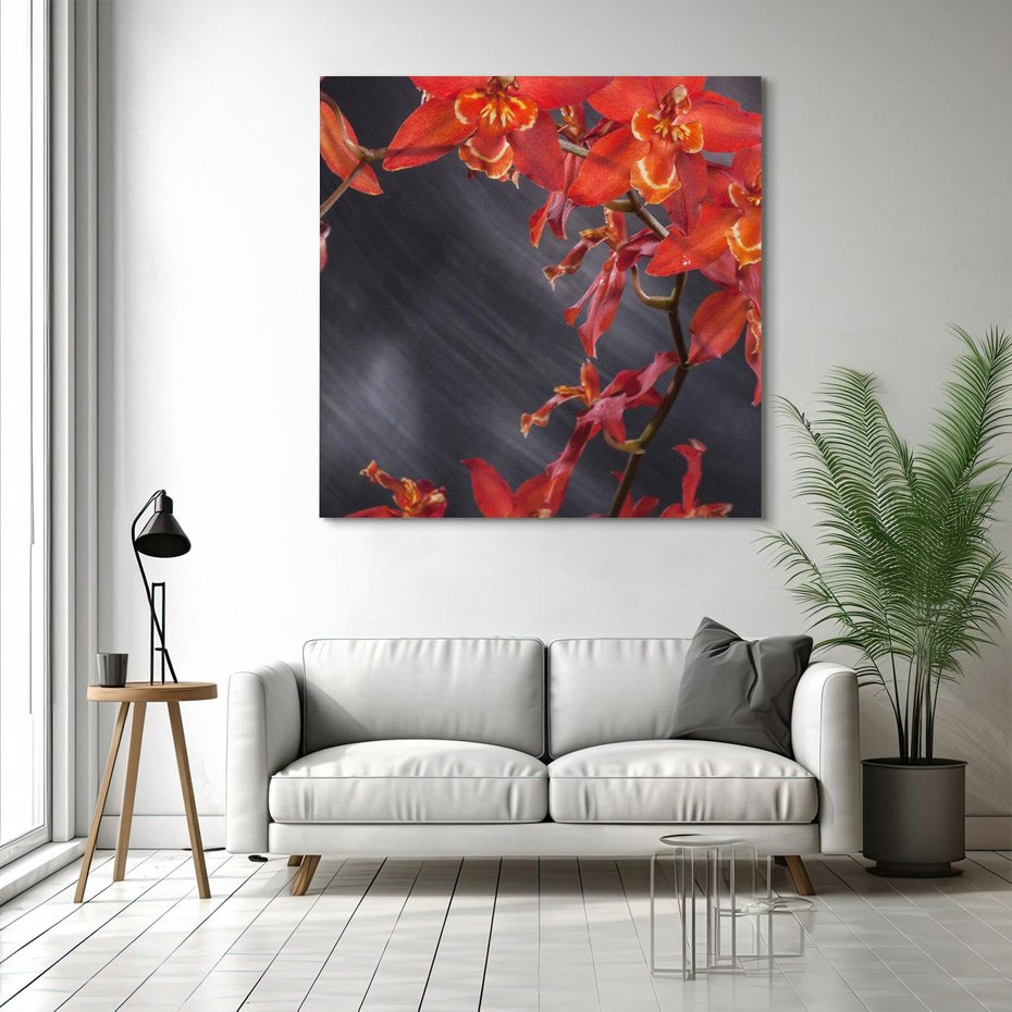 Obraz na płótnie 80x80 - Kolorowy Raj - kwiaty, tropikalne