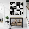 Obraz w ramie 80x80 - Harmonia świateł i cieni - abstrakcja czarno biała, geometria - rama drewno