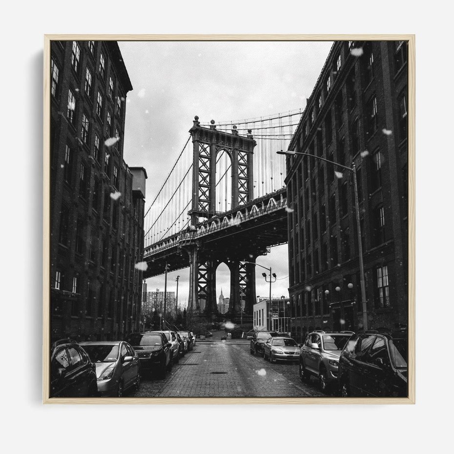 Obraz w ramie 80x80 - Ikona Miasta - Nowy Jork, most - rama drewno