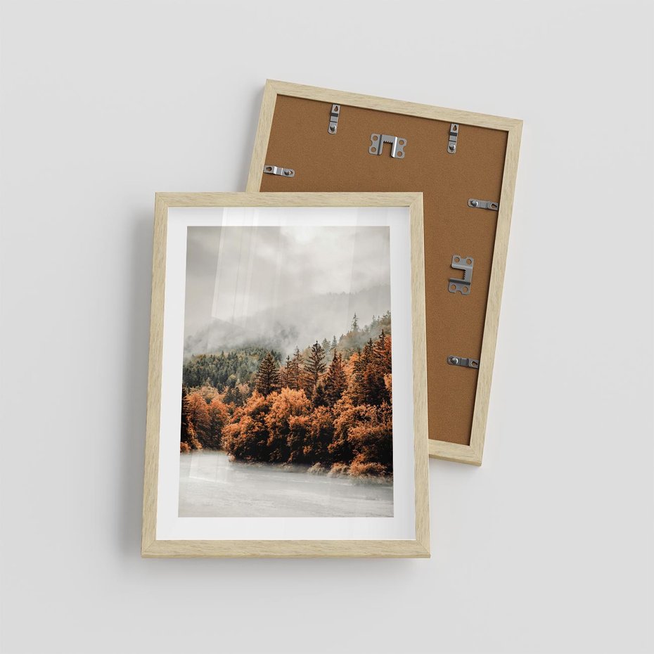 Plakat w ramie 30x40 - Jesienna Mgła - las, góry - rama drewno