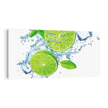 Obraz na płótnie 140x70 - Świeżość limonek w wodzie - limonki, woda