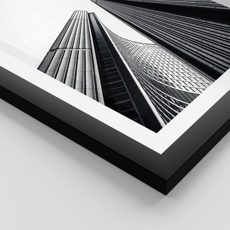 Plakat w ramie 30x40 - Monochromatyczna Wizja - architektura, wysoki wieżowiec - rama czarna