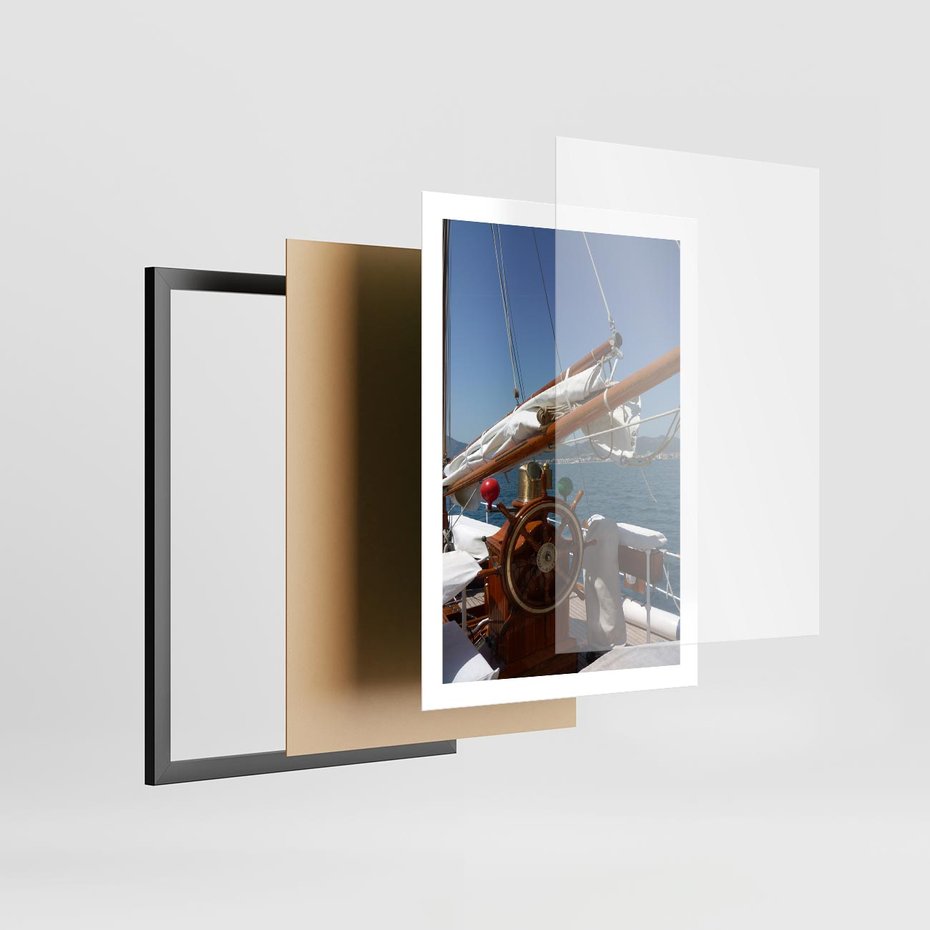 Plakat w ramie 50x70 - Podróż Morska - statek, ster - rama czarna