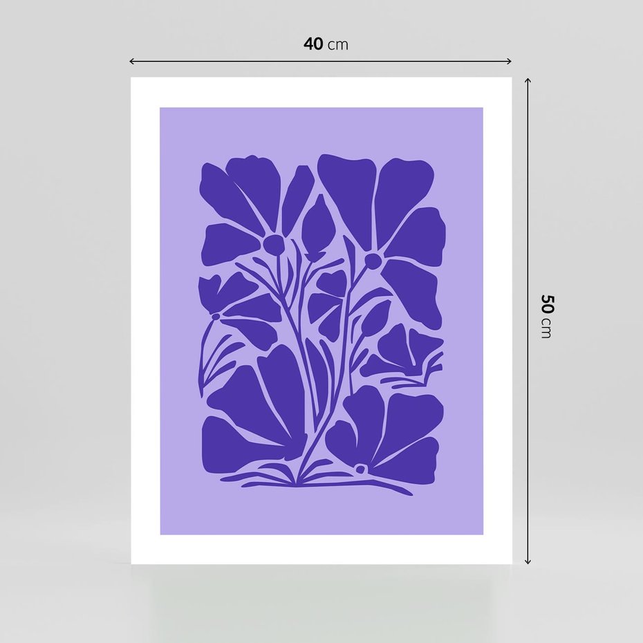 Plakat bez ramy 40x50 - Migocące Boho Wibracje - kwiaty, energetyczne fioletowe tło