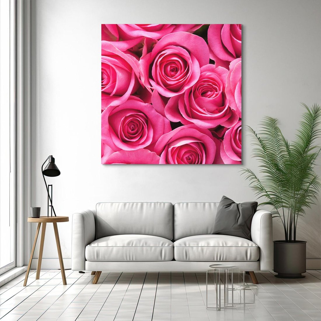 Obraz na płótnie 70x70 - Romantyczne róże w pełnym rozkwicie - róże, kwiaty