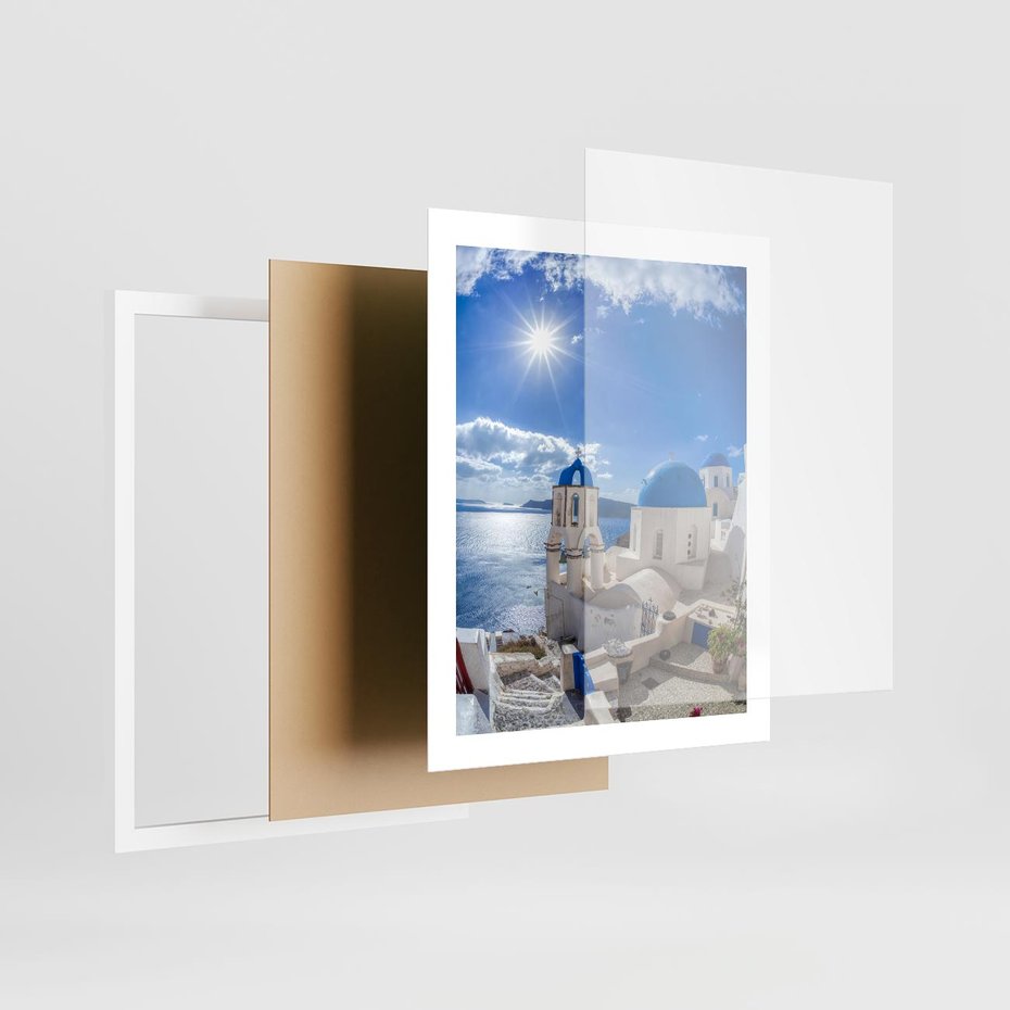 Plakat w ramie 40x50 - Uroki Santorini we Włoszech - Santorini, Włochy - rama biała