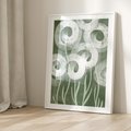 Plakat w ramie 50x70 - Spokojne Plamy Natury - zielony plakat, roślinne motywy - rama biała