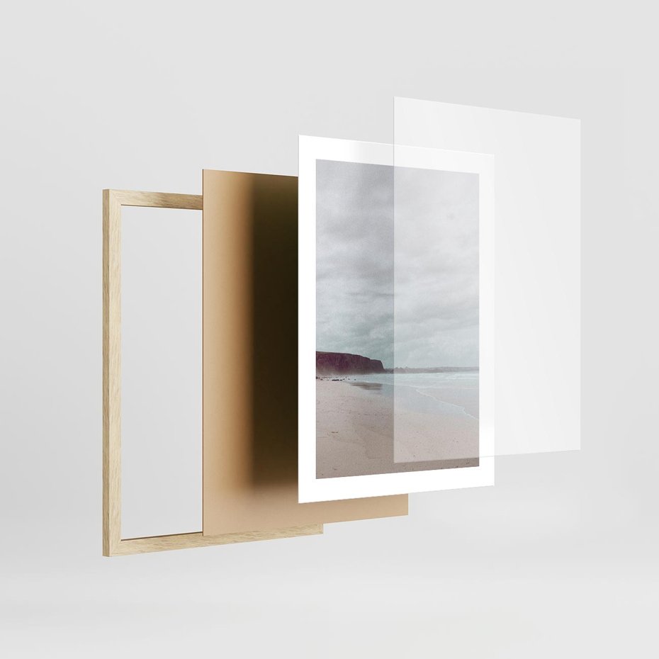Plakat w ramie 30x40 - Mglista Plaża - plaża, mglisty krajobraz - rama drewno