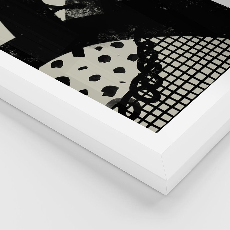 Plakat w ramie 40x50 - Nieznanie Zaskoczenia - bstrakcyjna mroczna kompozycja, nieregularne - rama biała