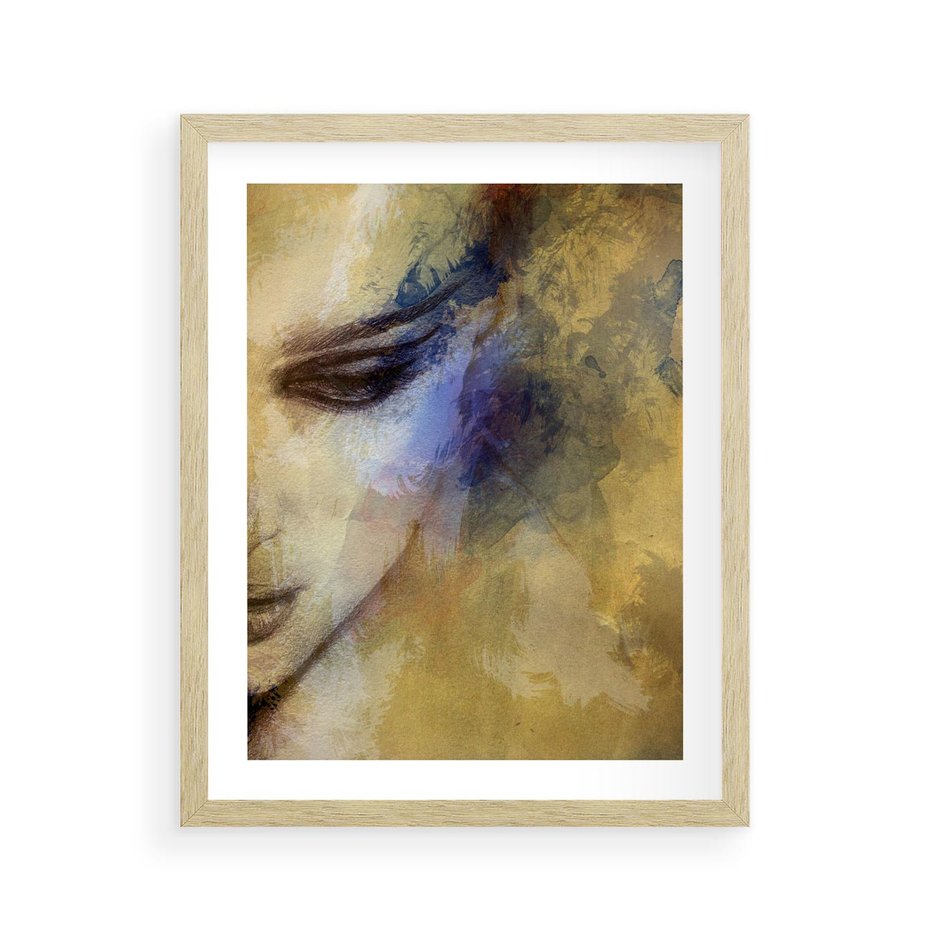 Plakat w ramie 40x50 - Graficzna ekspresja kobiecego portretu - portret, grafika - rama drewno