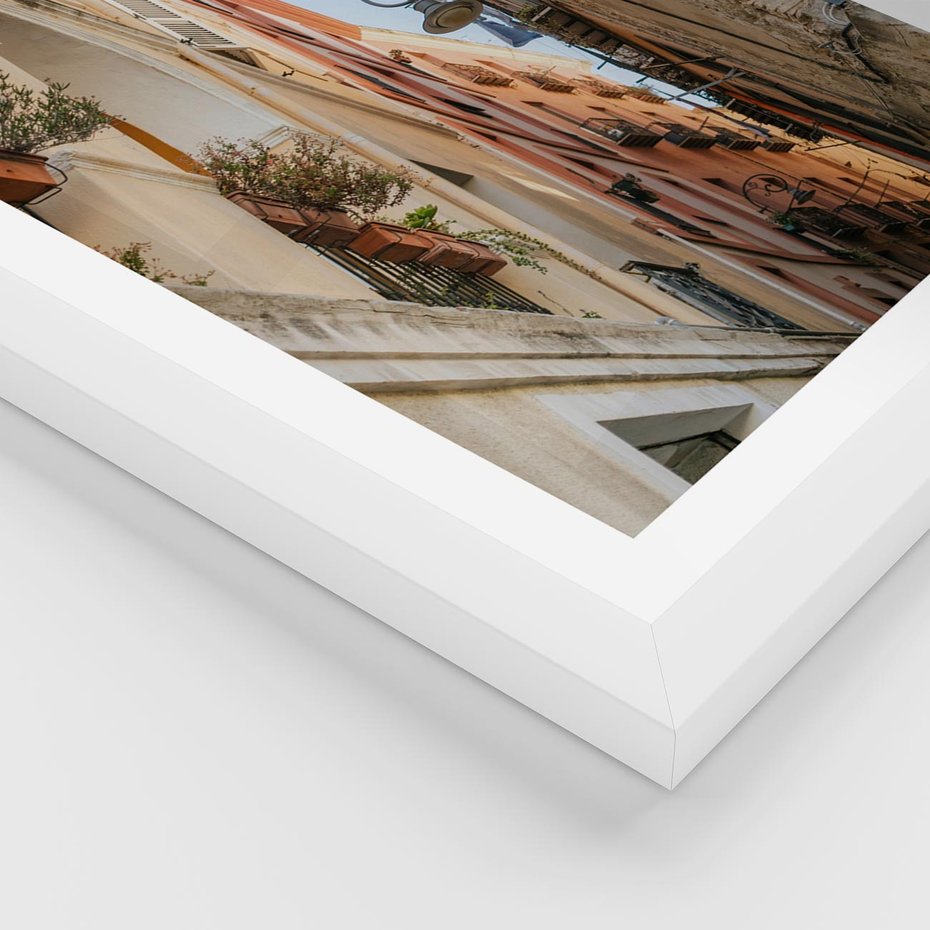 Plakat w ramie 30x40 - Włoskie uroki - włoskie, uliczki - rama biała