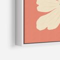 Obraz w ramie 50x50 - Malowane Kolorowe Echa - minimalistyczna grafika, biały kwiat na różowym tle - rama biała