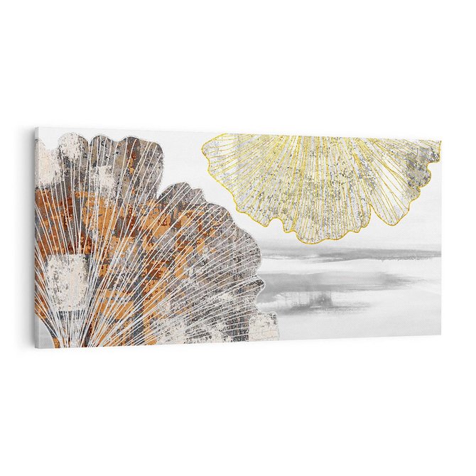Obraz na płótnie 100x50 - Złote liście melancholii - liście miłorzębu, tekstura