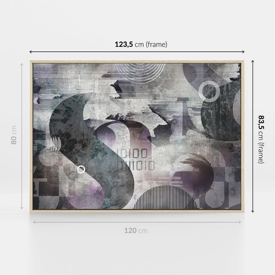 Obraz w ramie 120x80 - Nocne opowieści w barwach - typografia, abstrakcja - rama drewno