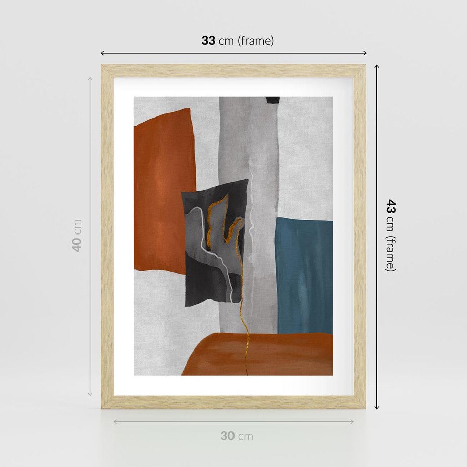 Plakat w ramie 30x40 - Nowoczesna geometria - nowoczesny, geometryczny - rama drewno