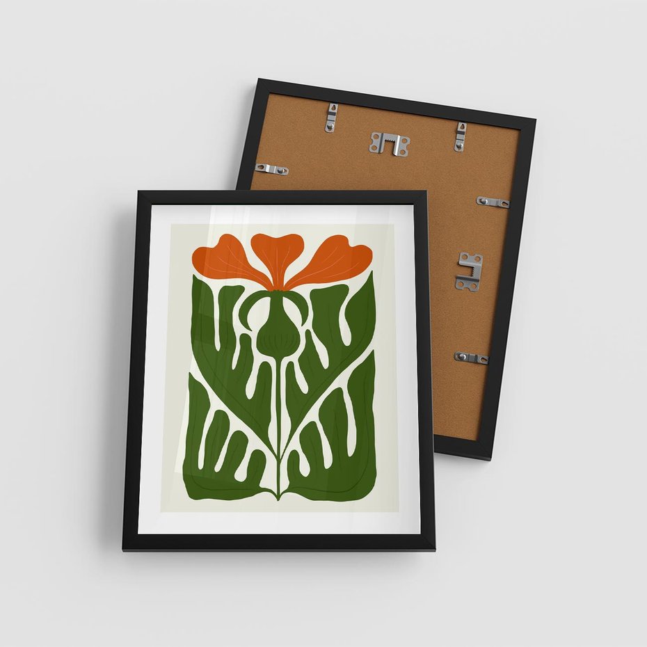 Plakat w ramie 40x50 - Minimalistyczny Urok Kwiatu - kwiat, sztuka nowoczesna - rama czarna