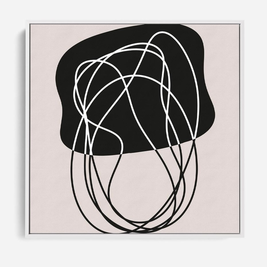 Obraz w ramie 50x50 - Abstrakcyjne Harmonie - abstrakcyjne szkicowane linie, minimalizm - rama biała