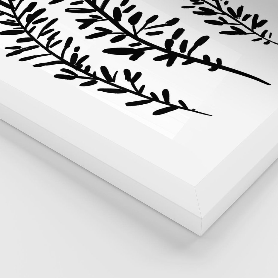 Plakat w ramie 40x50 - Spokojne Wiatrem Uginane - szkic, czarno biały - rama biała