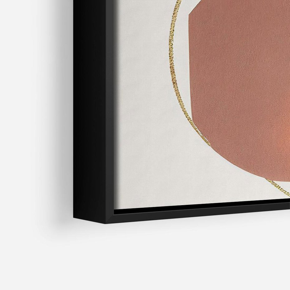 Obraz w ramie 70x50 - Pudrowe Kreacje - abstrakcyjne plamy koła złote linie modern art - rama czarna