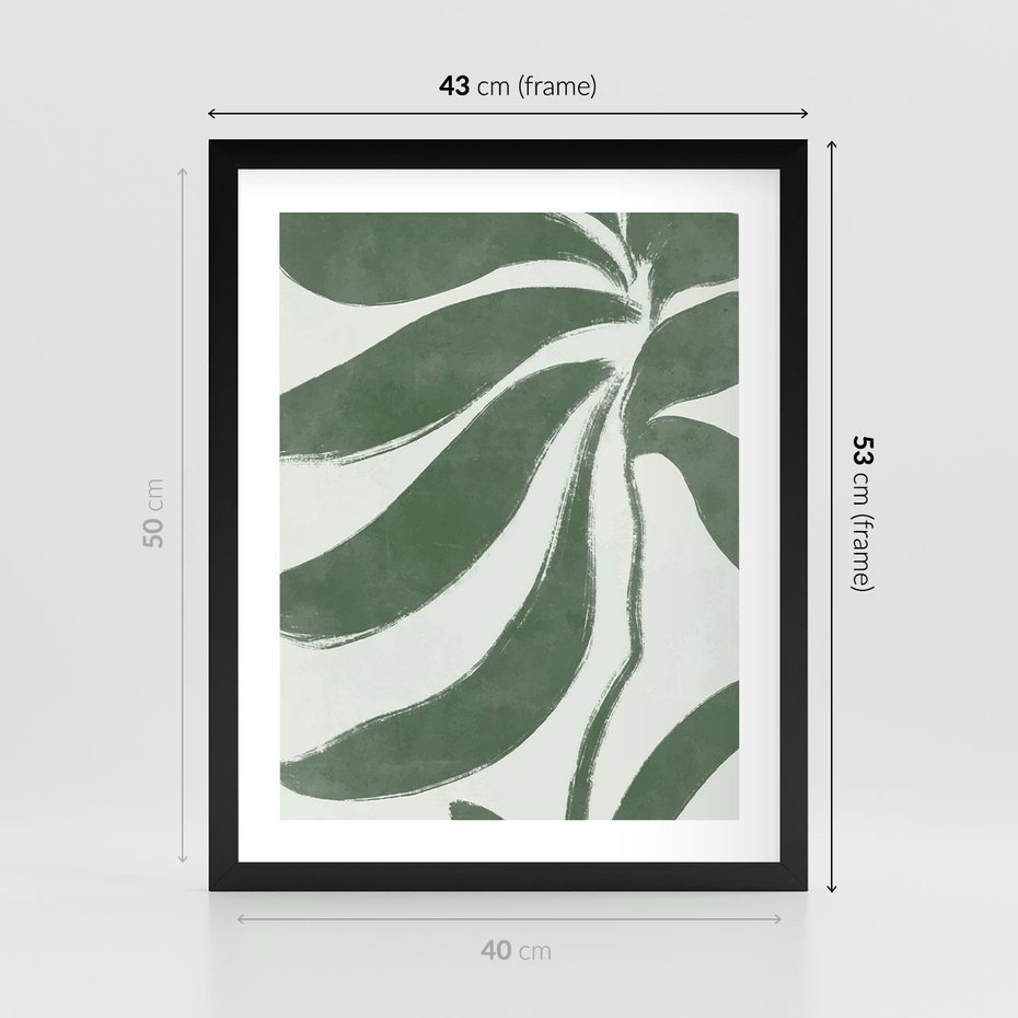Plakat w ramie 40x50 - Zieleń Wewnętrznego Spokoju - zielony plakat, roślinne inspiracje - rama czarna