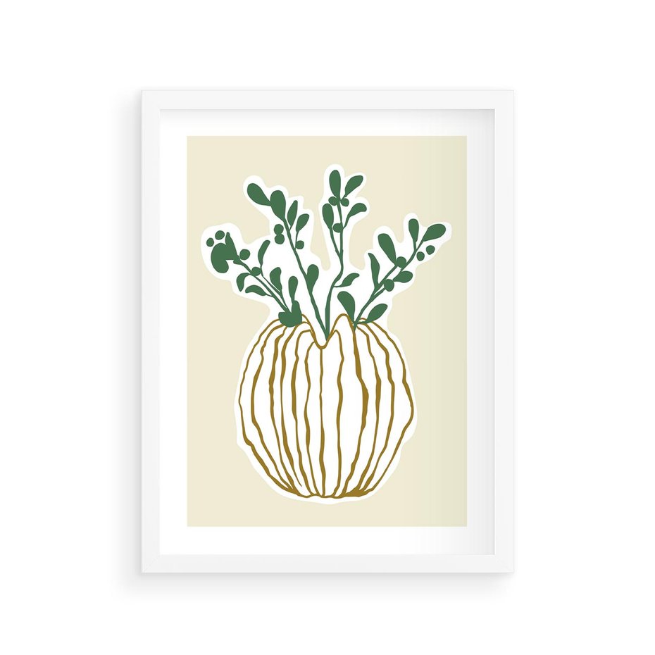 Plakat w ramie 30x40 - Przenikające Formy - abstrakcyjny plakat, kwiaty - rama biała