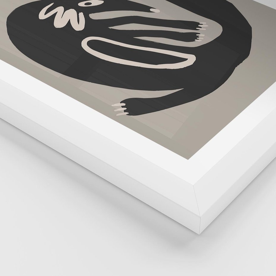 Plakat w ramie 50x70 - Migotliwe Echa Skandynawii - skandynawska sztuka, lis - rama biała