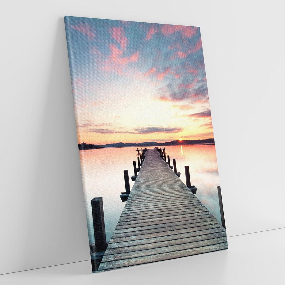 Obraz na płótnie 80x120 - Złote zachody słońca - jezioro, molo