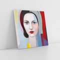 Obraz na płótnie 50x50 - Kolorowe Granice Form - abstrakcyjny obraz olejny, portret twarzy kobiety