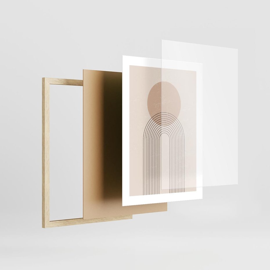 Plakat w ramie 30x40 - Konturem Zdefiniowane - boho plakat, minimalizm - rama drewno