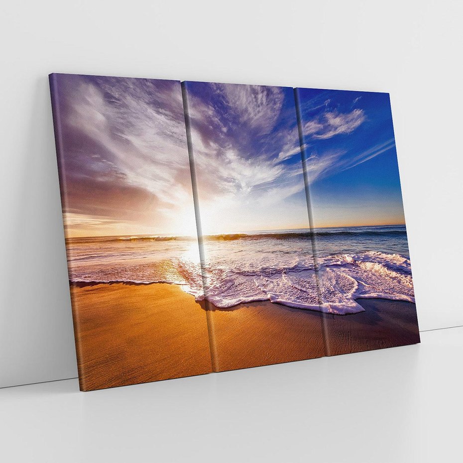 Obraz na płótnie 120x80 - Zachód słońca na plaży: Magia nad morzem - morze, plaża