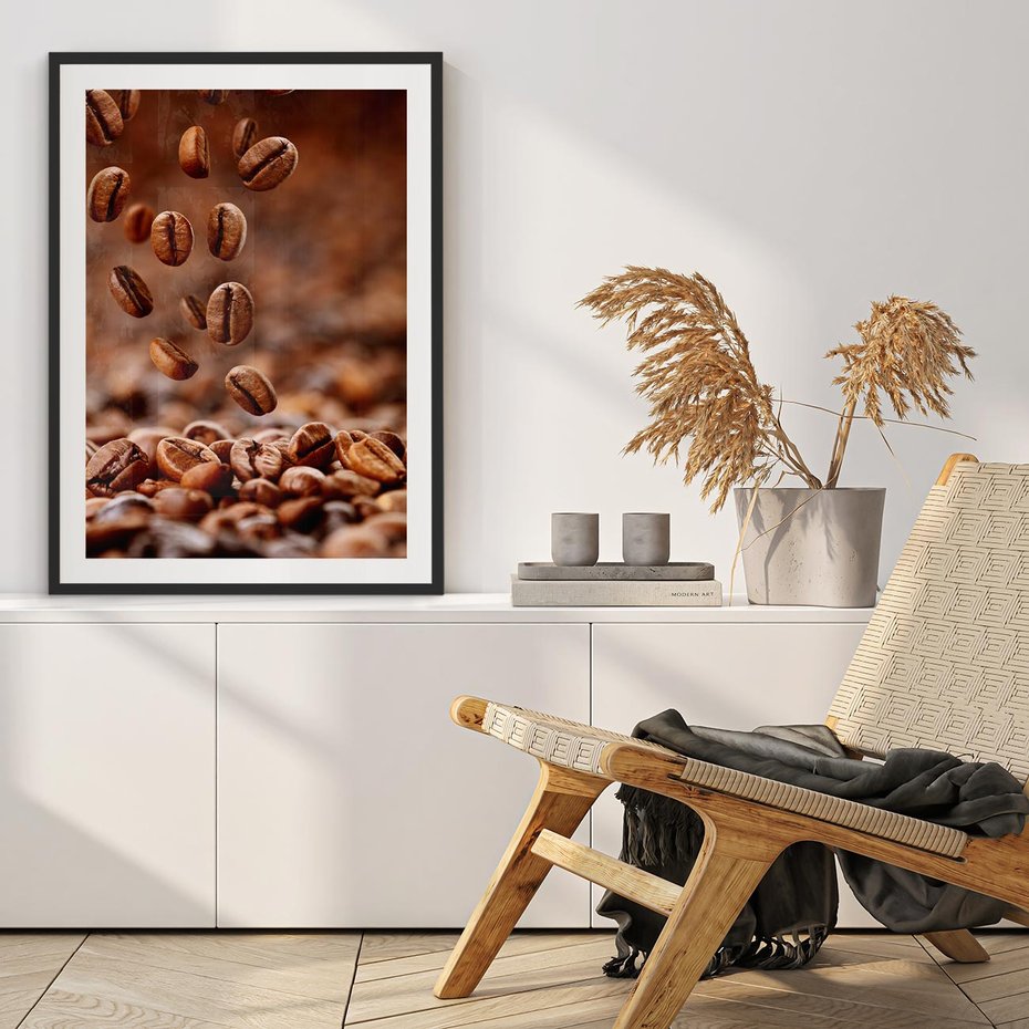 Plakat w ramie 30x40 - Kawiarniana atmosfera kawy - kawa, kawiarnia - rama czarna