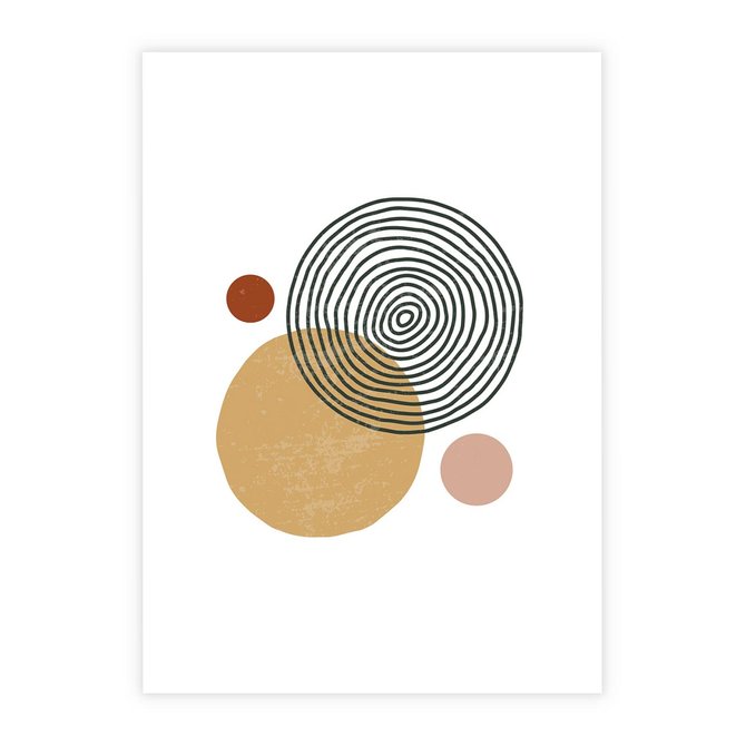 Plakat bez ramy 21x30 - Wewnętrzne Formy - koła okręgi, abstrakcyjna nowoczesna sztuka