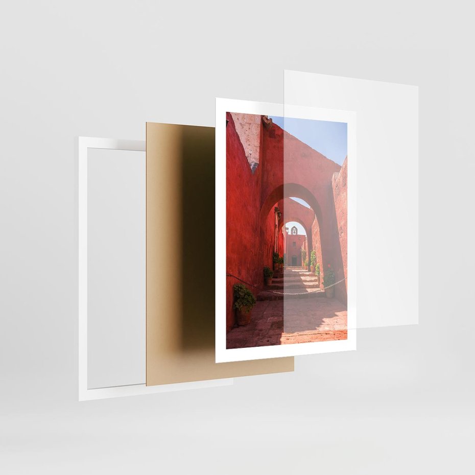 Plakat w ramie 50x70 - Perspektywa Uliczki - uliczka, perspektywa - rama biała